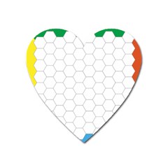 Hex Grid Plaid Green Yellow Blue Orange White Heart Magnet