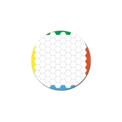 Hex Grid Plaid Green Yellow Blue Orange White Golf Ball Marker (4 Pack) by Mariart