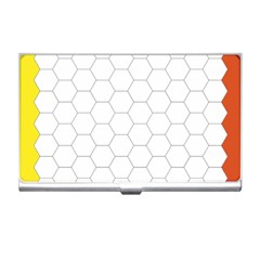 Hex Grid Plaid Green Yellow Blue Orange White Business Card Holders