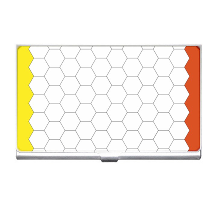 Hex Grid Plaid Green Yellow Blue Orange White Business Card Holders