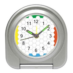 Hex Grid Plaid Green Yellow Blue Orange White Travel Alarm Clocks