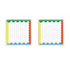 Hex Grid Plaid Green Yellow Blue Orange White Cufflinks (square) by Mariart