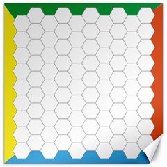 Hex Grid Plaid Green Yellow Blue Orange White Canvas 16  X 16   by Mariart