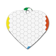 Hex Grid Plaid Green Yellow Blue Orange White Dog Tag Heart (one Side)