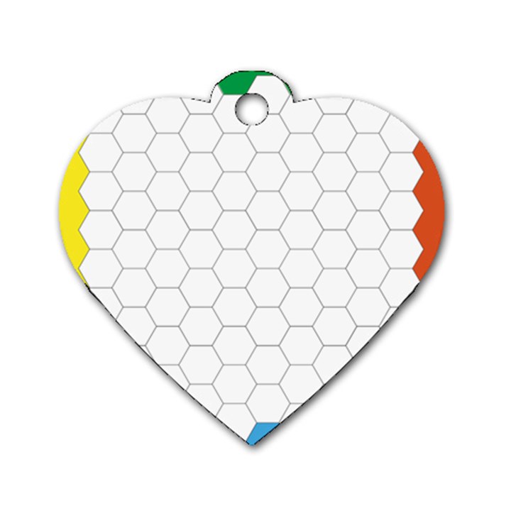 Hex Grid Plaid Green Yellow Blue Orange White Dog Tag Heart (One Side)