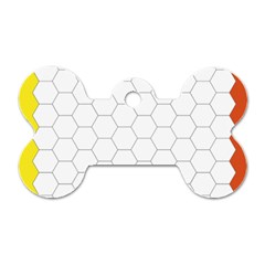 Hex Grid Plaid Green Yellow Blue Orange White Dog Tag Bone (two Sides) by Mariart