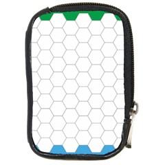 Hex Grid Plaid Green Yellow Blue Orange White Compact Camera Cases by Mariart