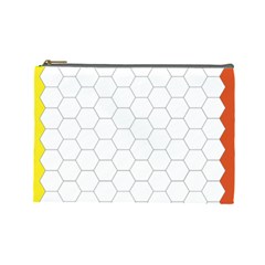 Hex Grid Plaid Green Yellow Blue Orange White Cosmetic Bag (large)  by Mariart