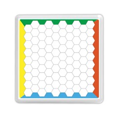 Hex Grid Plaid Green Yellow Blue Orange White Memory Card Reader (square)  by Mariart