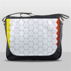 Hex Grid Plaid Green Yellow Blue Orange White Messenger Bags by Mariart