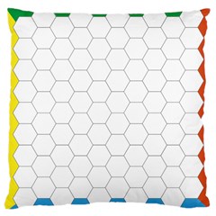 Hex Grid Plaid Green Yellow Blue Orange White Large Cushion Case (one Side) by Mariart