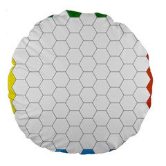 Hex Grid Plaid Green Yellow Blue Orange White Large 18  Premium Round Cushions by Mariart