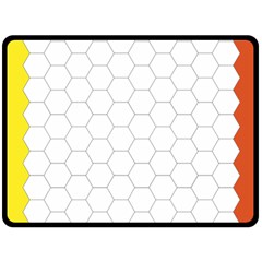 Hex Grid Plaid Green Yellow Blue Orange White Double Sided Fleece Blanket (large) 