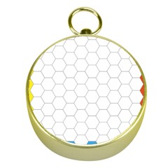 Hex Grid Plaid Green Yellow Blue Orange White Gold Compasses by Mariart