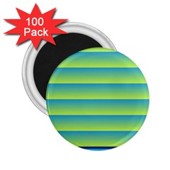 Line Horizontal Green Blue Yellow Light Wave Chevron 2 25  Magnets (100 Pack)  by Mariart