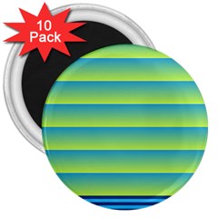 Line Horizontal Green Blue Yellow Light Wave Chevron 3  Magnets (10 Pack)  by Mariart