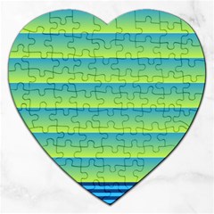 Line Horizontal Green Blue Yellow Light Wave Chevron Jigsaw Puzzle (heart) by Mariart