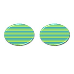 Line Horizontal Green Blue Yellow Light Wave Chevron Cufflinks (oval) by Mariart