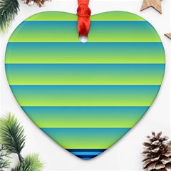 Line Horizontal Green Blue Yellow Light Wave Chevron Heart Ornament (two Sides) by Mariart