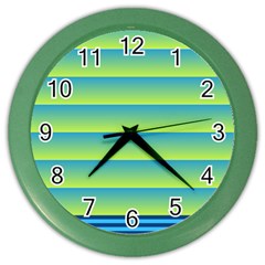 Line Horizontal Green Blue Yellow Light Wave Chevron Color Wall Clocks by Mariart