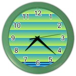 Line Horizontal Green Blue Yellow Light Wave Chevron Color Wall Clocks Front