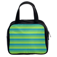 Line Horizontal Green Blue Yellow Light Wave Chevron Classic Handbags (2 Sides) by Mariart