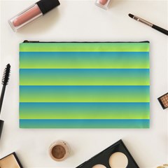 Line Horizontal Green Blue Yellow Light Wave Chevron Cosmetic Bag (large)  by Mariart