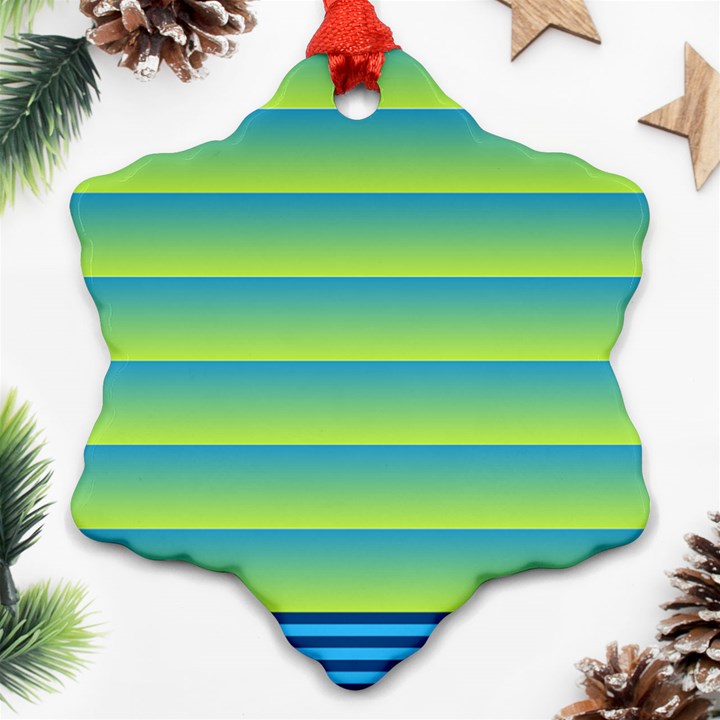 Line Horizontal Green Blue Yellow Light Wave Chevron Ornament (Snowflake)