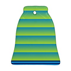 Line Horizontal Green Blue Yellow Light Wave Chevron Bell Ornament (two Sides) by Mariart