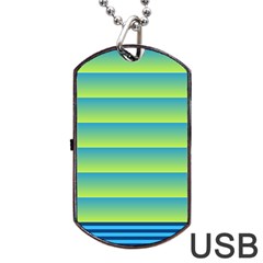 Line Horizontal Green Blue Yellow Light Wave Chevron Dog Tag Usb Flash (two Sides) by Mariart