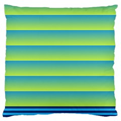 Line Horizontal Green Blue Yellow Light Wave Chevron Large Cushion Case (one Side) by Mariart