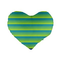 Line Horizontal Green Blue Yellow Light Wave Chevron Standard 16  Premium Heart Shape Cushions by Mariart