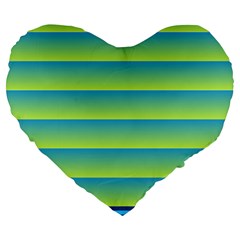 Line Horizontal Green Blue Yellow Light Wave Chevron Large 19  Premium Heart Shape Cushions by Mariart