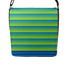 Line Horizontal Green Blue Yellow Light Wave Chevron Flap Messenger Bag (l)  by Mariart