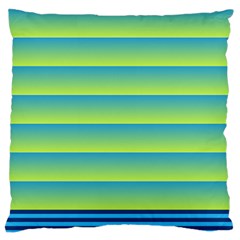 Line Horizontal Green Blue Yellow Light Wave Chevron Large Flano Cushion Case (one Side) by Mariart