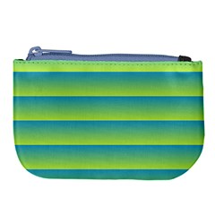 Line Horizontal Green Blue Yellow Light Wave Chevron Large Coin Purse by Mariart