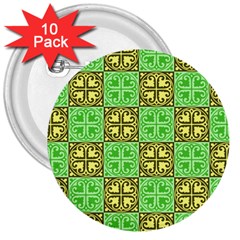 Clipart Aztec Green Yellow 3  Buttons (10 Pack)  by Mariart