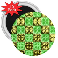 Clipart Aztec Green Yellow 3  Magnets (10 Pack)  by Mariart