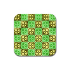 Clipart Aztec Green Yellow Rubber Coaster (square)  by Mariart