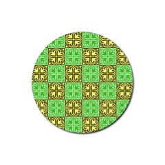 Clipart Aztec Green Yellow Rubber Coaster (round)  by Mariart