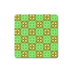 Clipart Aztec Green Yellow Square Magnet by Mariart