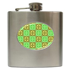 Clipart Aztec Green Yellow Hip Flask (6 Oz) by Mariart