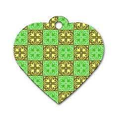 Clipart Aztec Green Yellow Dog Tag Heart (two Sides) by Mariart