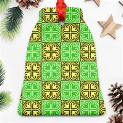 Clipart Aztec Green Yellow Bell Ornament (two Sides) by Mariart