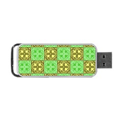 Clipart Aztec Green Yellow Portable Usb Flash (one Side) by Mariart