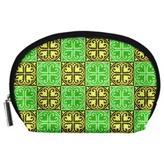 Clipart Aztec Green Yellow Accessory Pouches (large)  by Mariart