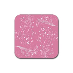 Floral Design Rubber Coaster (square)  by ValentinaDesign