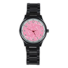 Floral Design Stainless Steel Round Watch by ValentinaDesign