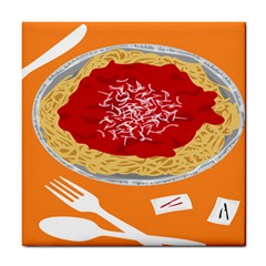 Instant Noodles Mie Sauce Tomato Red Orange Knife Fox Food Pasta Tile Coasters by Mariart