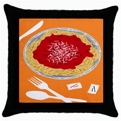 Instant Noodles Mie Sauce Tomato Red Orange Knife Fox Food Pasta Throw Pillow Case (Black)